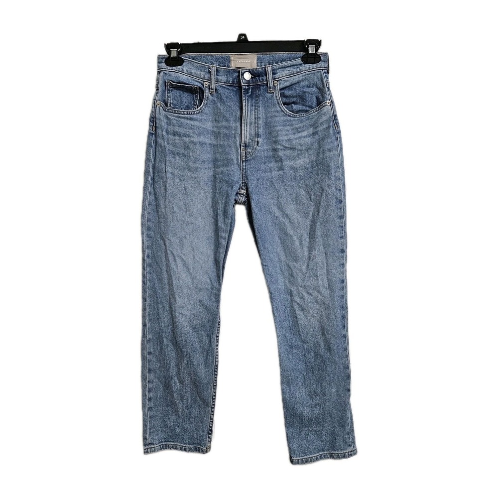 Everlane Jeans Womens 29 Blue High Rise Straight Ankle Medium Wash Stretch Denim